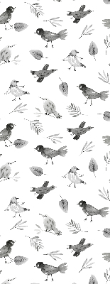 Fenster Rollo mit gezeichnetem Vogel‑ und Blattmuster