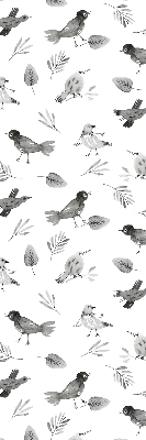 Fenster Rollo mit gezeichnetem Vogel‑ und Blattmuster