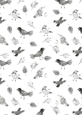Fenster Rollo mit gezeichnetem Vogel‑ und Blattmuster
