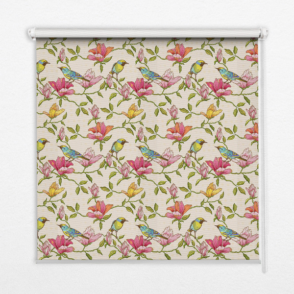 Fenster Rollo mit Vögeln auf Blumenmuster