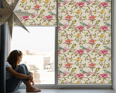 Fenster Rollo mit Vögeln auf Blumenmuster