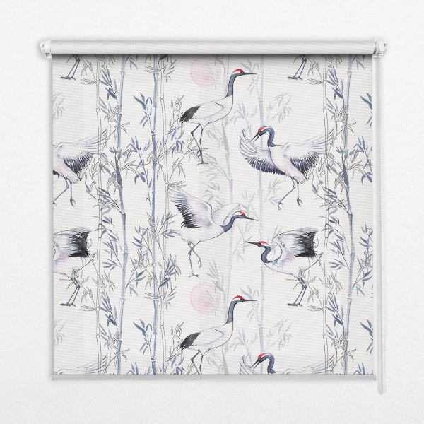 Fenster Rollo mit Motiv von Reihern und Bäumen