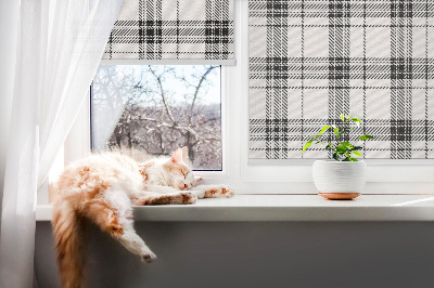Fenster Rollo in Grautönen mit Tartanmuster