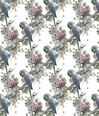 Rollo lichtundurchlässig mit Papageienmuster auf Blumen
