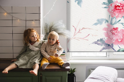 Fenster Rollo mit einem Muster aus Vögeln auf Blumen