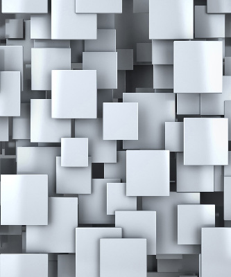 Verdunkelungsrollo in Grau mit 3D-Quadratmotiv