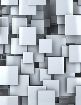 Verdunkelungsrollo in Grau mit 3D-Quadratmotiv