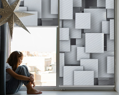 Verdunkelungsrollo in Grau mit 3D-Quadratmotiv