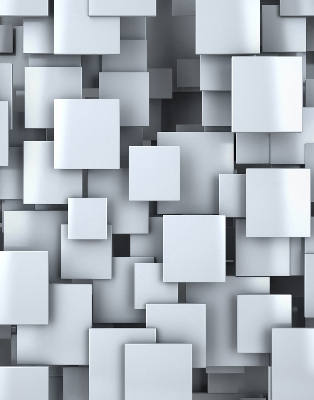 Verdunkelungsrollo in Grau mit 3D-Quadratmotiv