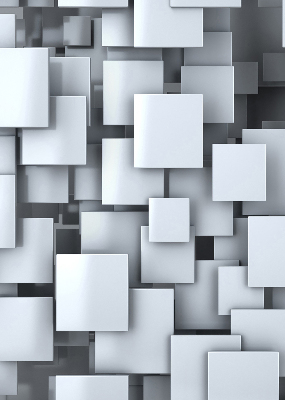 Verdunkelungsrollo in Grau mit 3D-Quadratmotiv
