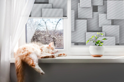 Verdunkelungsrollo in Grau mit 3D-Quadratmotiv