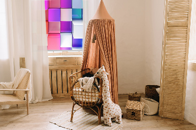 Fenster Rollo mit bunten 3D-Würfeln als Motiv