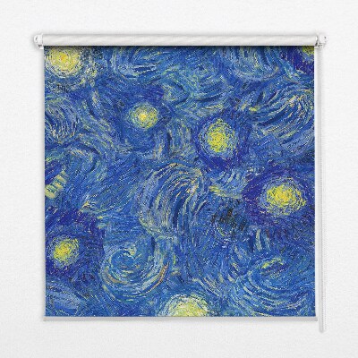 Verdunkelungsrollo mit gemaltem blauem Motiv