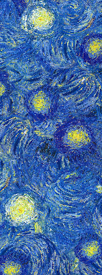 Verdunkelungsrollo mit gemaltem blauem Motiv