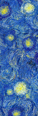 Verdunkelungsrollo mit gemaltem blauem Motiv