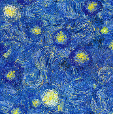 Verdunkelungsrollo mit gemaltem blauem Motiv