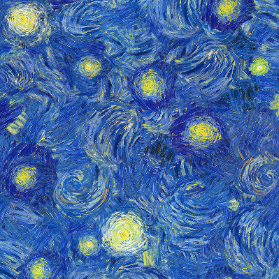 Verdunkelungsrollo mit gemaltem blauem Motiv