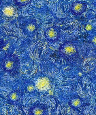 Verdunkelungsrollo mit gemaltem blauem Motiv