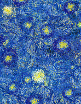 Verdunkelungsrollo mit gemaltem blauem Motiv