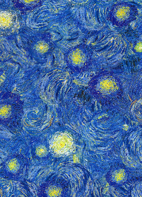 Verdunkelungsrollo mit gemaltem blauem Motiv