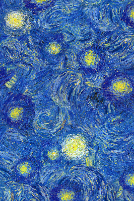 Verdunkelungsrollo mit gemaltem blauem Motiv