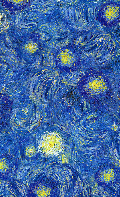 Verdunkelungsrollo mit gemaltem blauem Motiv