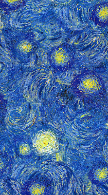 Verdunkelungsrollo mit gemaltem blauem Motiv