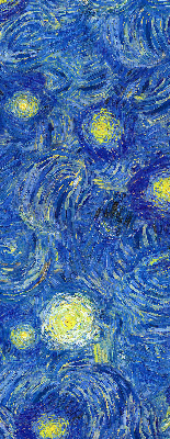 Verdunkelungsrollo mit gemaltem blauem Motiv