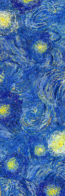Verdunkelungsrollo mit gemaltem blauem Motiv