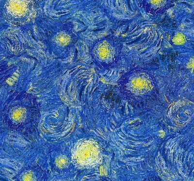 Verdunkelungsrollo mit gemaltem blauem Motiv