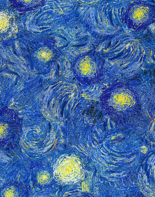 Verdunkelungsrollo mit gemaltem blauem Motiv