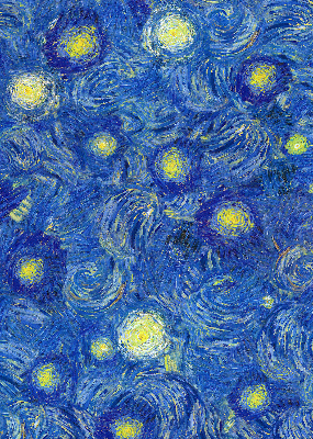 Verdunkelungsrollo mit gemaltem blauem Motiv