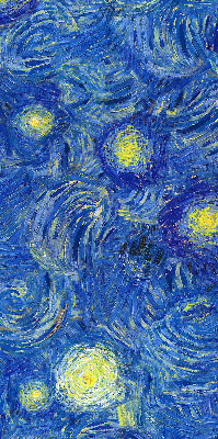 Verdunkelungsrollo mit gemaltem blauem Motiv