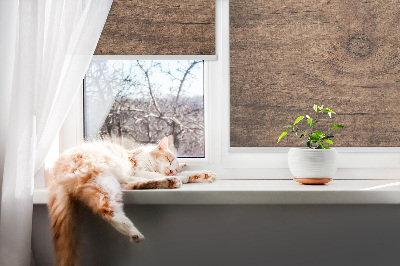 Rollo lichtundurchlässig in dunkler Holzoptik