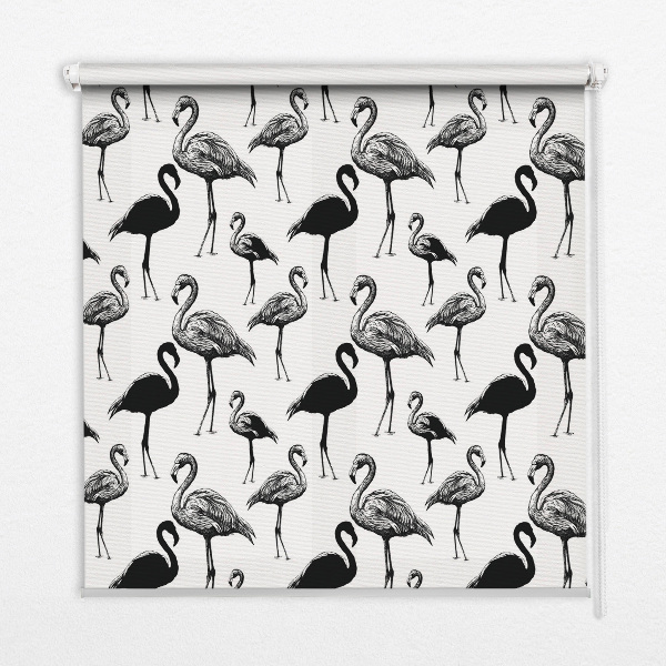 Rollo lichtundurchlässig mit schwarzem Flamingo-Motiv