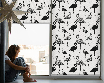 Rollo lichtundurchlässig mit schwarzem Flamingo-Motiv