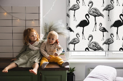 Rollo lichtundurchlässig mit schwarzem Flamingo-Motiv