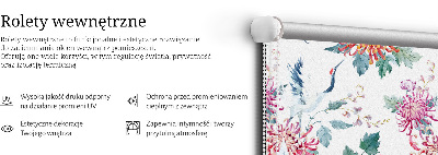 Rollo lichtundurchlässig mit Reiher- und Blumenmotiv