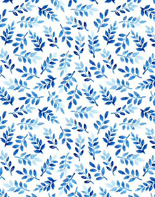 Fenster Rollo mit blauem Blattmuster