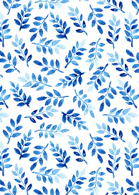 Fenster Rollo mit blauem Blattmuster