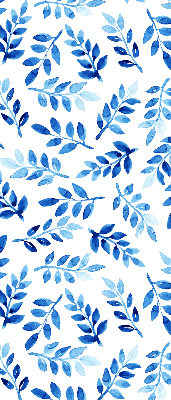 Fenster Rollo mit blauem Blattmuster