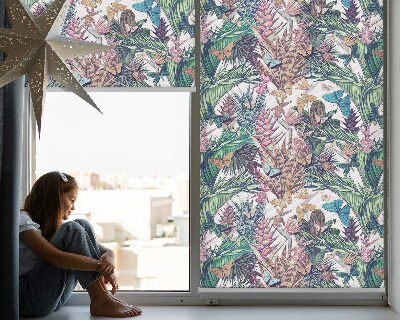 Fenster Rollo mit Schmetterlings- und Blumenmotiv