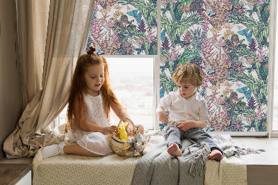 Fenster Rollo mit Schmetterlings- und Blumenmotiv