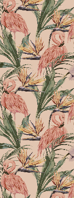 Fenster Rollo mit Flamingos- und Blumenmotiven