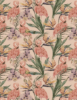 Fenster Rollo mit Flamingos- und Blumenmotiven
