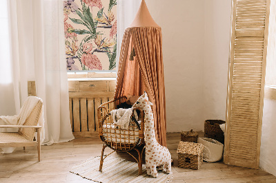 Fenster Rollo mit Flamingos- und Blumenmotiven