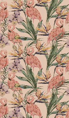 Fenster Rollo mit Flamingos- und Blumenmotiven