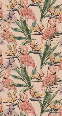 Fenster Rollo mit Flamingos- und Blumenmotiven