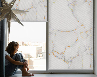 Fenster Rollo in weißer Marmoroptik