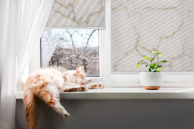 Fenster Rollo in weißer Marmoroptik